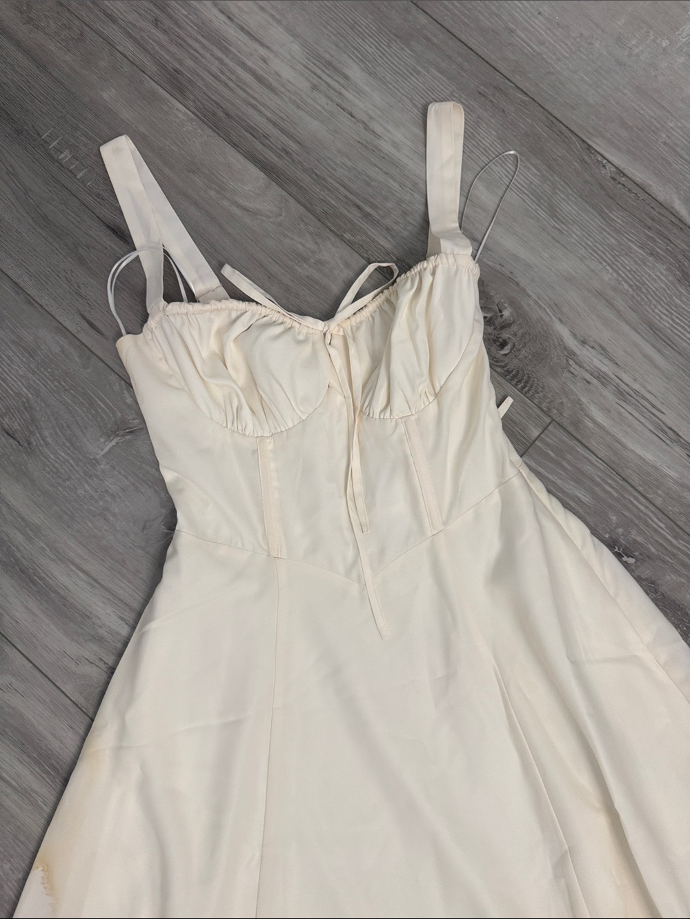 Vintage Cream Maxi Dress with Orange & Yellow Floral Border side pockets - Picture 3 of 7